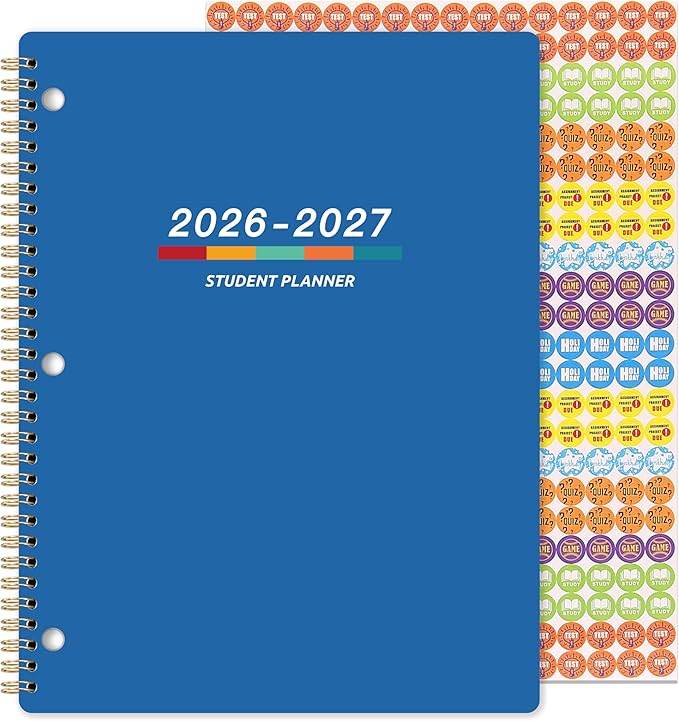 Student Planner 2026-2027 - Academic Planner 2026-2027, July 2026 - June 2027, 11" × 9", Weekly Lesson Planners, Monthly & Weekly School Planners for Middle/High School, Stickers, Week's Goals, Tabs