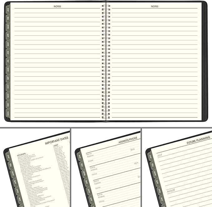 AT-A-GLANCE 2027 Planner, Monthly, 9" x 11", Tabbed, Unruled Daily Blocks, Recycled Black (70260G0527)