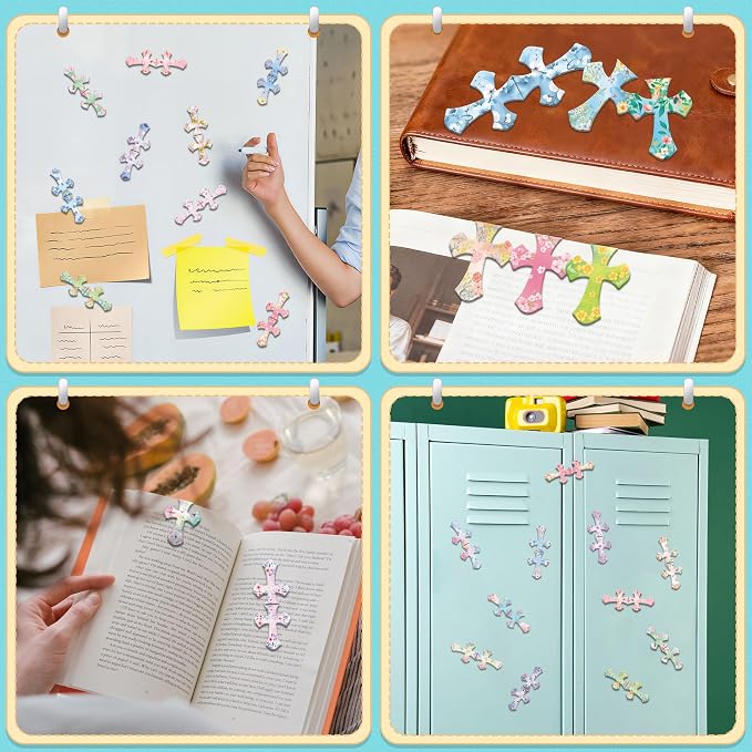 25Pack Magnetic Bookmarks Christian Bookmarks Bulk Cross Bible Bookmark for Reading Women Men Kids Teacher Book Lovers Gifts, Religious Magnet Bookmark Clips Cute Personalized Book Markers (Flower)