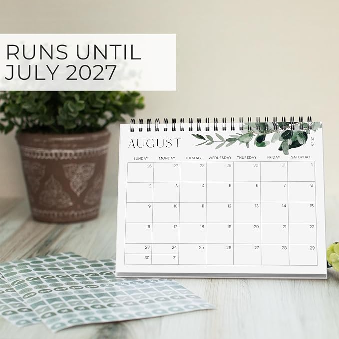 Aesthetic Desk Calendar 2026-2027 - Runs from January 2026 until July 2027 - Beautiful Small 26-27 Flip Desktop Calendar for Easy Organizing