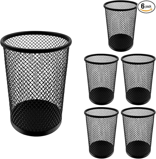 HSYMQ Desk Pencil Pen Holder, Wire Mesh Pen Cup Holder for Desk Organizer and Office Desk Accessories (6 Pack)