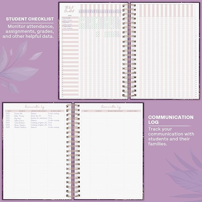 PLANBERRY Teacher Planner – Undated School Year Plan Book for Teachers with Calendars & Lesson Plans – Planner for Classroom Organization & Homeschool – 8”x10.5” Hardcover (Mulberry Velvet)