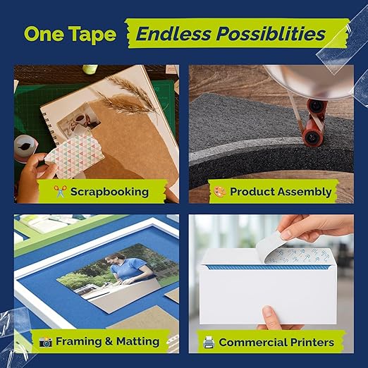 ATG Tape Refills [24 Rolls] 1/4" – Acid Free Double Sided Adhesive Transfer Tape for Pink Advanced Tape Glider & Scotch #714 Dispenser – Perfect for Scrapbooking, Framing, Printing & Craft Projects