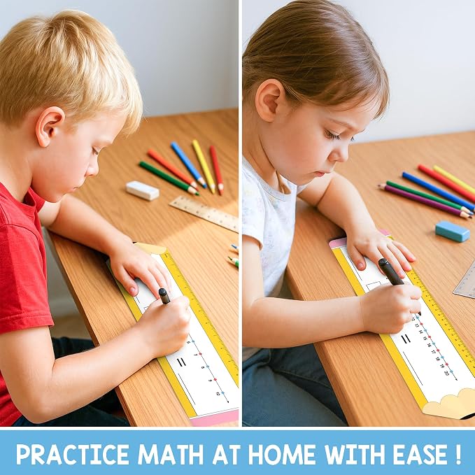 26 Pack Pencil Shape Number Line Dry Erase Boards 14"x4" Math Manipulatives for Kindergarten, Students, Classroom Must Haves