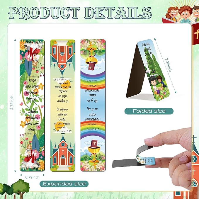 30 Pcs Spanish Christian Magnetic Bookmarks, Religious Bible Verse Magnetic Bookmarks Bulk, Motivational Prayer Magnet Book Markers for Sun Day School Church Reading Bible Study Supplies