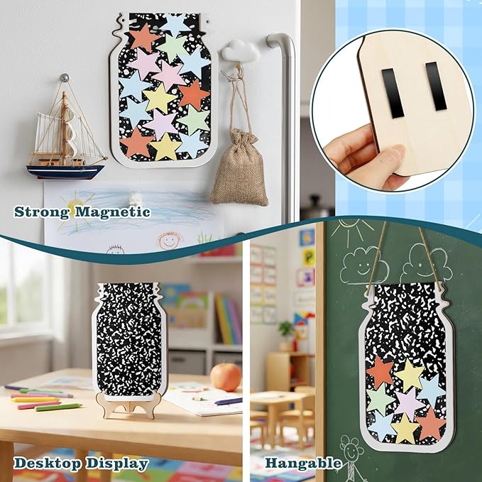 Tinlade Magnetic Reward Jar Composition Notebook Theme Star Jar Reward System Classroom Board Incentive Supplies with Stars Home Chore Chart Good Behavior Management Tools Back to School Must Haves