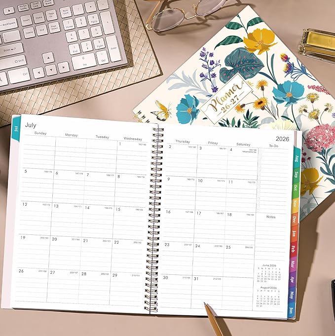 Planner 2026-2027 - Academic Planner 2026-2027, Jul. 2026 - Jun.2027, 9” × 11”, Planner Weekly and Monthly, Premium Paper, Back Pocket, Colorful Tabs, Twin-wire Binding