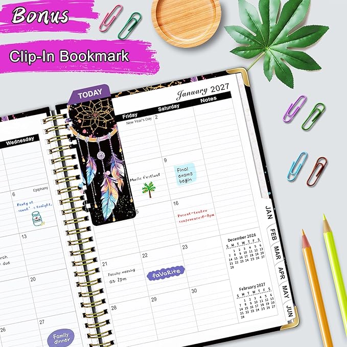 2026-2027 Weekly & Monthly Planner - Jul 2026 - Jun 2027, 6.3" X 8.5" Daily Planner Spiral Bound, Weekly Planners 2026 for Women Girls, Hardcover Agenda 2026-2027 Planner