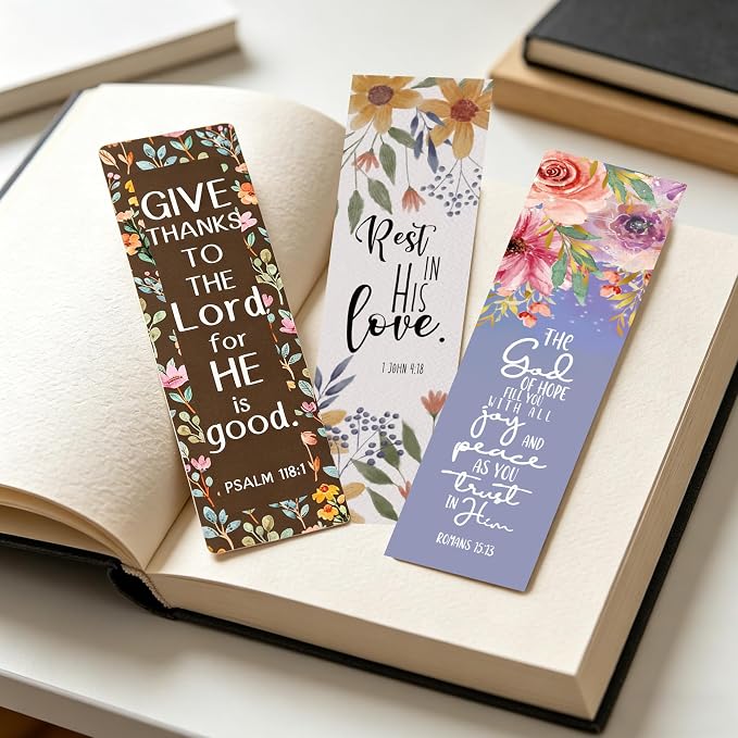 120 Pcs Bible Bookmarks Bulk, Christian Vintage Floral Book Marks for Women with Scripture Verses, Inspirational Religious Page Markers for Church Bible Study Easter Mothers Day Graduation Gifts