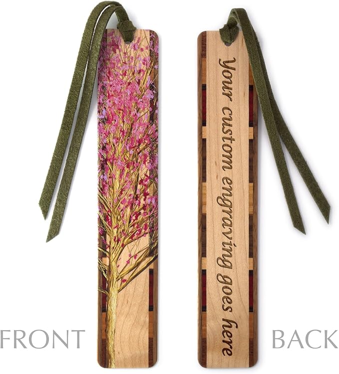 Cherry Tree Personalized Wooden Bookmark | Custom Japanese Sakura Cherry Blossom Gift for Gardeners, Flower Lovers, Nature Lovers, Tree Lovers & Readers | Handmade in the USA