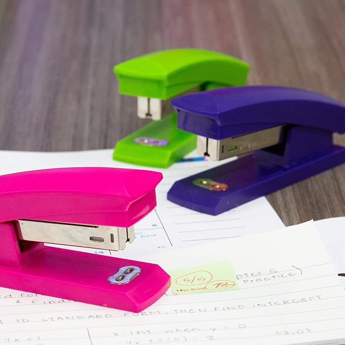 BAZIC Products Desktop Stapler Standard (26/6), 20 Sheets Bright Color Desktop Staplers for Home Office School, 144-Packs