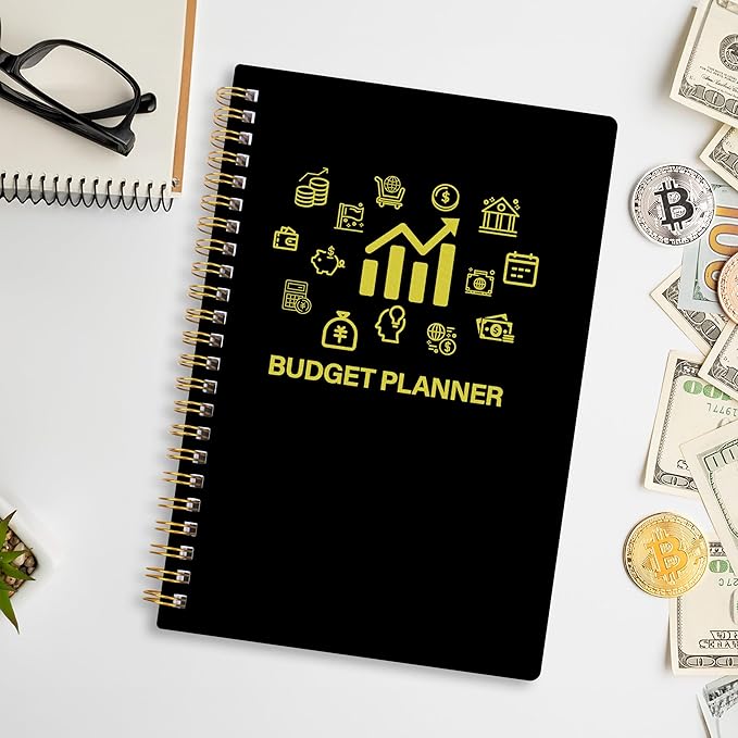 Budget Planner - Monthly Financial Planner Organizer with Expense Budget Book/Expense Tracker Notebook/Accounting Book to Manage Your Money Effectively, Start Anytime, A5(5.8" * 8.2") Black Golden