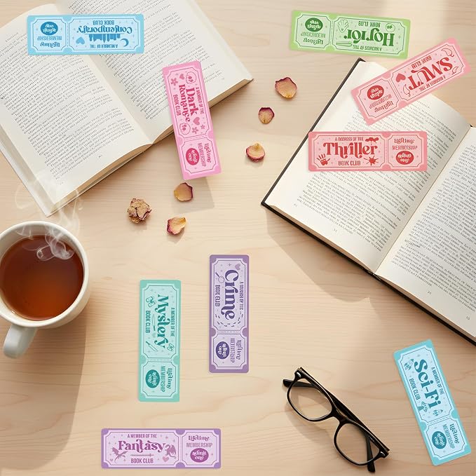 Dark Romance Skull Bookmark - 100 Pcs Funny Fantasy Bookmarks Reading Accessories for Book Lovers, Colorful Paper Ticket Gift for Women Kids Men Teacher Student