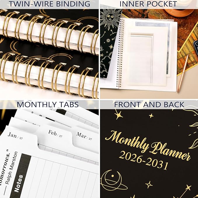 2026-2031 Monthly Planner/Calendar - 5 Year Monthly Planner 2026-2031 from Jul. 2026 - Jun. 2031, 9" x 11", 60 Months Calendar, Large 5 Year Planning with Tabs, Double-Side Pocket, Holidays