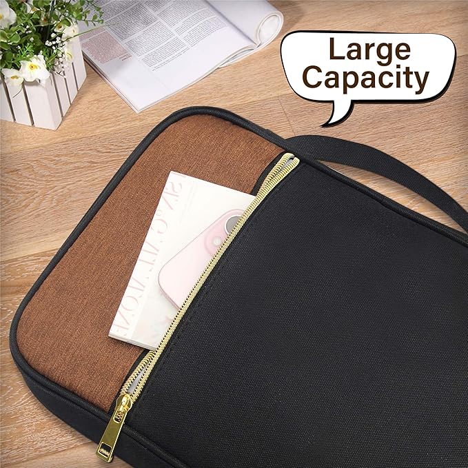 Bible Cover for Women, Bible Holder, Bible Cover Carrier Carrying Organizer Bag, God is Within Her She Will Not Fall, Zipper and Pockets for Standard Size Bible, Gift for Women（greybrown）