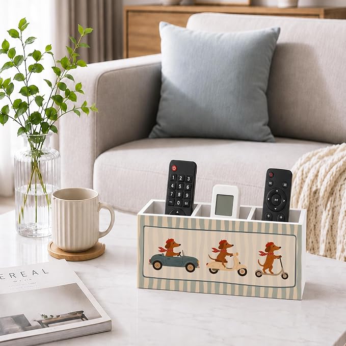 Funny Dachshund Pen Pencil Holder for Desk, Dachshund Doxie Gifts for Women, Weiner Dog Gifts, Funny Weiner Dog Car Wooden Pencil Holder Organizer Desk Accessories Decor for Home Office