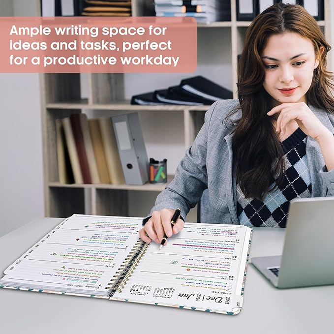 2026 Planner, Weekly and Monthly Calendar Planner Book, January 2026 - December 2026, Hardcover Spiral Planner with Monthly Tabs, Notes Pages, Perfect for Women & Men, A4 (8.5" x 11") - Peacock
