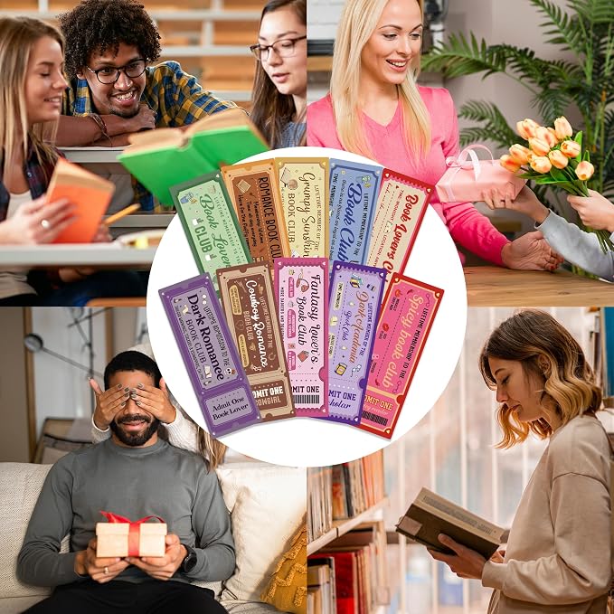 Personalized Bookmark Bulk Gifts - 100 Pcs Funny Book Club Ticket Paper Bookmarks for Women Men Books Lovers Fantasy Dark Romance Page Markers Accessories Bookish Gift for Birthday Christmas