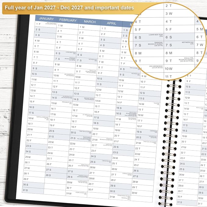 2027 Appointment Book - Daily Planner 2027, JAN 2027 - DEC 2027, 9" x 11", Appointment Planner, Appointment Book with Flexible Cover, 2027 Hourly Planner with 15-Minute Interval - The Sun