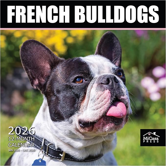 MICASA PRESS French Bulldogs 2026 Wall Calendar 12 Month | 12" x 24" Open | Thick & Sturdy Paper | Giftable | Cute Frenchie Puppy Dog Calendar 2026