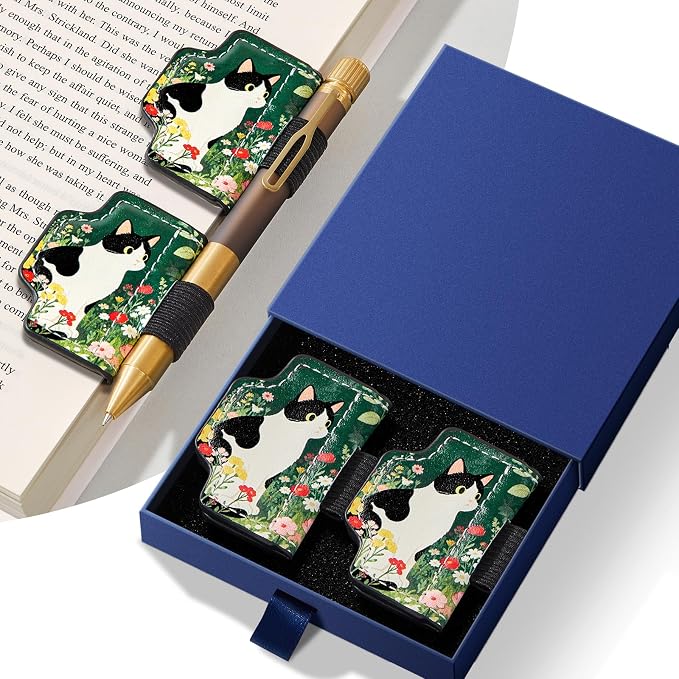 2 Pcs Cat Magnetic Bookmarks with Gift Box,Book Leather Markers for Women, Book Marks Cute Bookmarks for Women, Cute Magnetic Bookmarks for Women, Book Marks for Reading Women