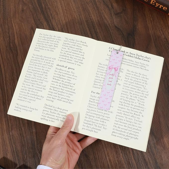 Bow Metal Bookmark Gift, Pink Bookmarks for Women, Metal Book Marks for Reading Book Lovers Gifts Books Club Gifts Birthday Christmas School Office Supplies (Pink)