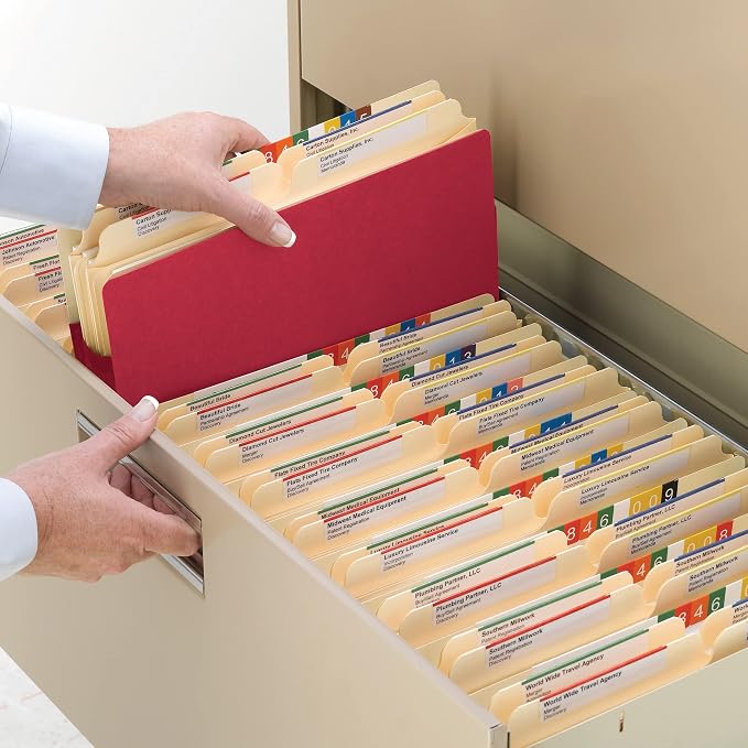 Smead File Pocket, Straight-Cut Tab, 5-1/4" Expansion, Legal Size, Red, 10 per Box (74241)