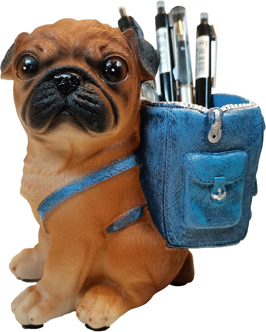 Cute Dog Pen Holder for Desk ，Pen Pencil Cup Creative Desktop Pen Organizer Pencil Cups Unique Desk Accessories Decor for Home Office School Gift for Dog Lovers (Pug)