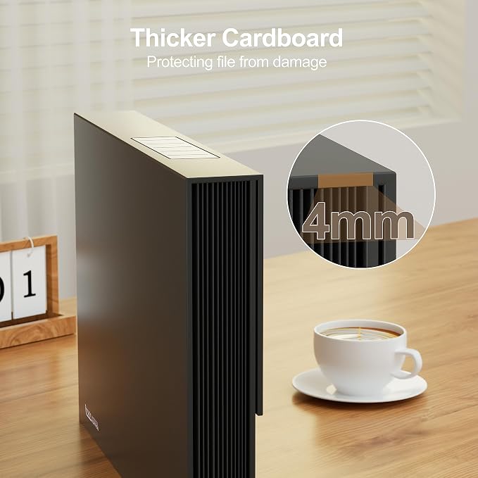 JiaWei Folder with Pockets, Accordion File Organizer with Magnetic Closure, A4 Letter Size Black File Folder