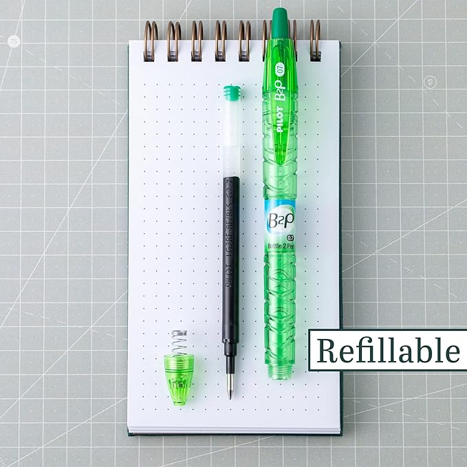 PILOT B2P Colors - Bottle to Pen Refillable & Retractable Rolling Ball Gel Pen Made From Recycled Bottles, Fine Point, Assorted Color G2 Inks, 14-Pack (15355)