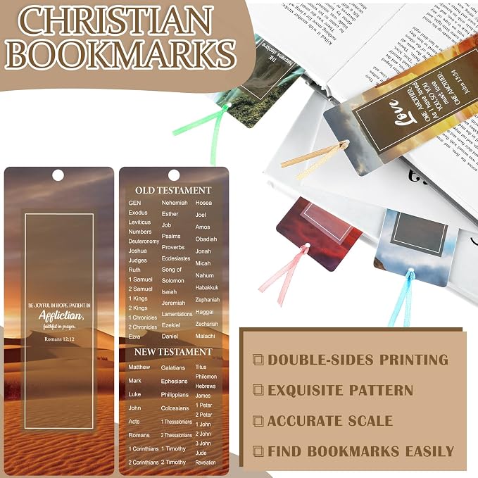 Chinco 120 Pack Bible Verse Bookmarks Scenery Christian Inspirational Scripture Book Markers Religious Motivational Encouragement Page Markers for Church Office Reading Lover Gifts