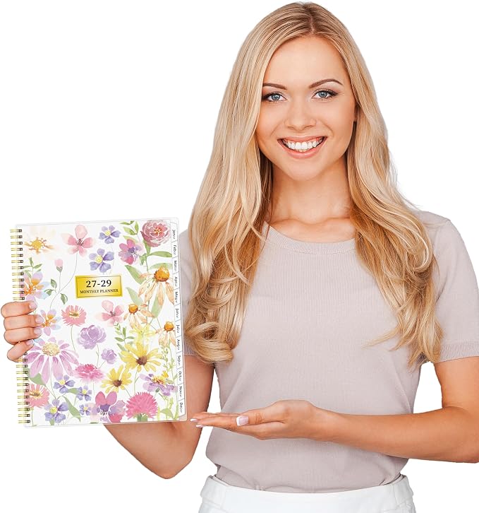 Monthly Planner 2027-2029, 36 Months Calendar Planner 2027-2029 from Jan 2027 – Dec 2029, 8.5'' x 11'' with Ruled Spread, Flexible Cover, Spiral Wirebound, Pocket, Coated Tabs, Notes ＆ Habit Tracker
