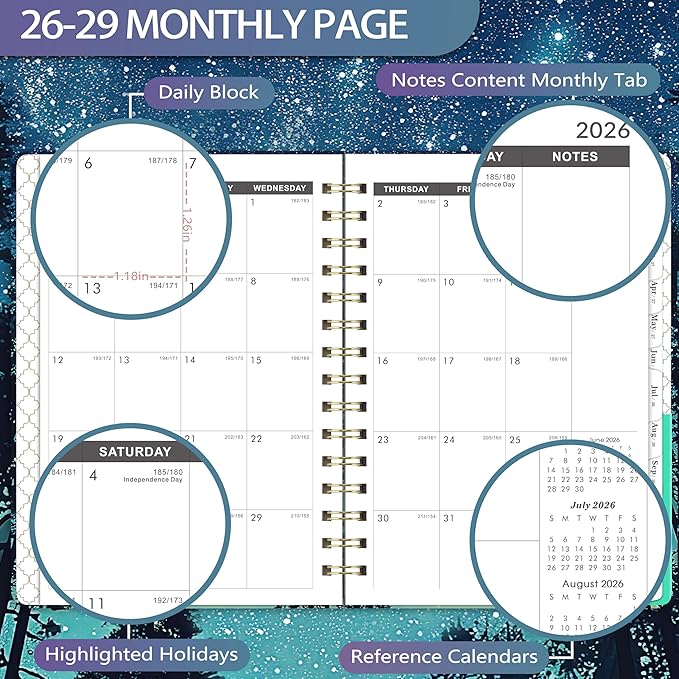 2026-2029 Monthly Planner - Monthly Planner 2026-2029 from July 2026 - June 2029, 3 Year Planner with Tabs and Pocket, 8.5" x 6.4"