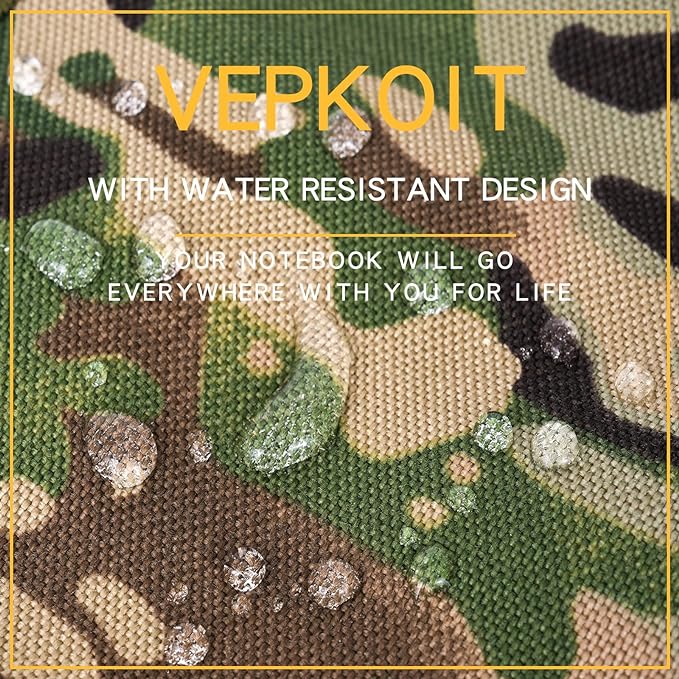 Small 4" x 6" Army Notebook Cover with Zippered Organizer, Tactical All-Weather Notebook Cover and Hiking Journal Case for A6 Folder, Green Camo Notebook Cover, OCP Military Log Book Cover - Multi