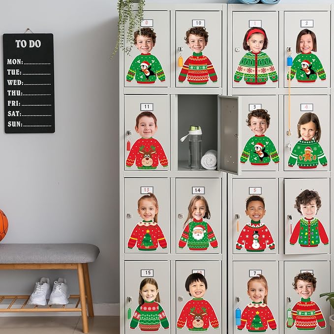 60pcs Christmas Theme Cutouts Ugly Sweater Bulletin Board Decorations Xmas Ugly Sweater Paper Cut-Outs Classroom Decor for Xmas Classroom DIY Craft Photo Wall Door Christmas Winter Party Supplies