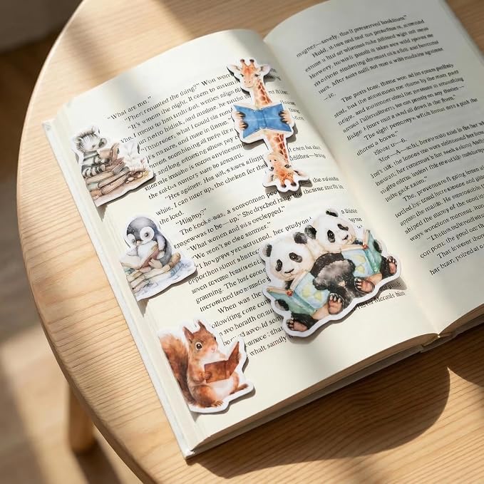 Cute Magnetic Bookmarks Gifts - 15 Pcs Funny Cats Dog Bookmark for Women Kids Book Lovers Students Bookworms Birthday Graduation Gift Magnet Page Clips School Office Reading Accessories