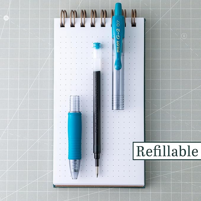 PILOT G2 Premium Refillable & Retractable Rolling Ball Gel Pens, 0.7mm Fine Point, Teal, 6-Pack