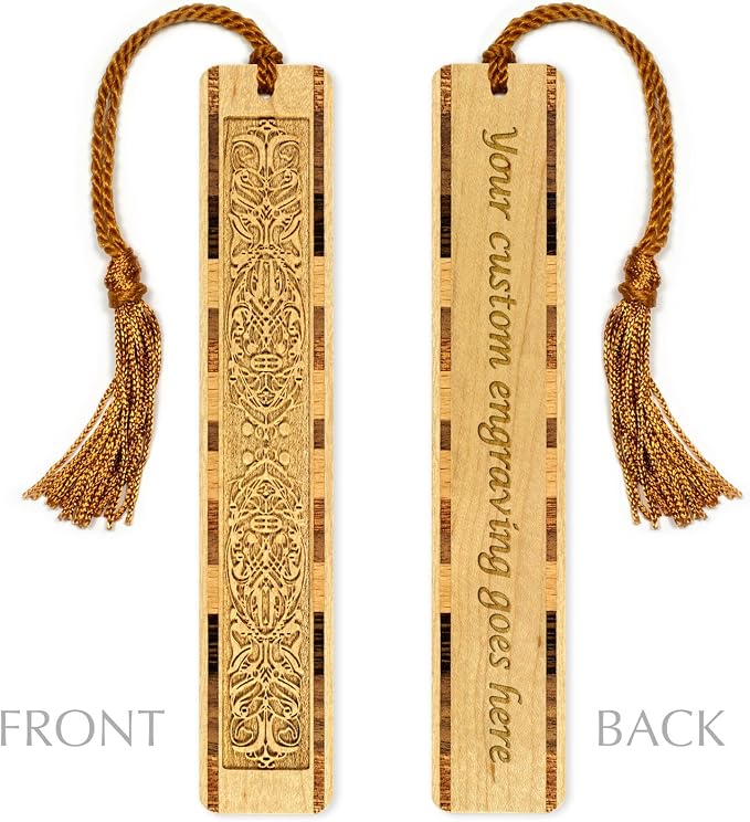 Ornate Personalized Wooden Bookmark | Decorative Filigree Scrollwork Design | Custom Engraved Literary Gift for Readers, Teachers, Librarians & Book Lovers | Handmade in the USA