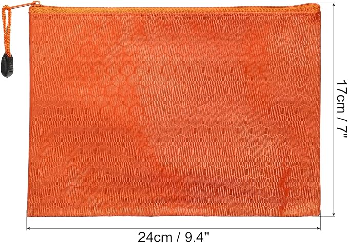 PATIKIL Waterproof Zipper File Bags, 5 Pack A5 Size Document Pocket Storage Organizer Pouch for Travel Office Supply, Orange