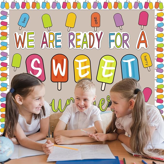 Summer Bulletin Board Decorations Set, Summer Ice Pop Classroom Decorations, Colorful Popsicle Paper Cutouts, for School Classroom Home Party Supplies