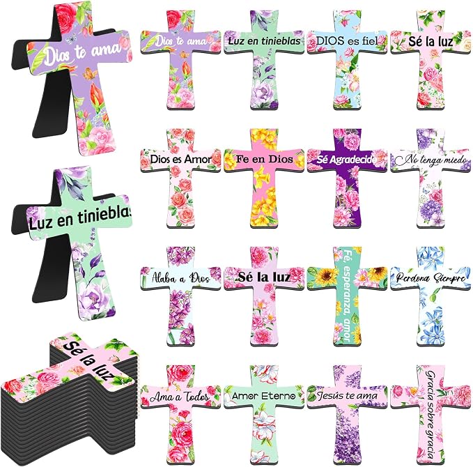 Skyygemm 48 Pcs Spanish Bible Verse Magnetic Bookmarks Separadores para Biblia En Spanish Cross Bookmarks for Bible Christian Gift for Women Bulk Mother's Day Church Gift's for Study Supplies