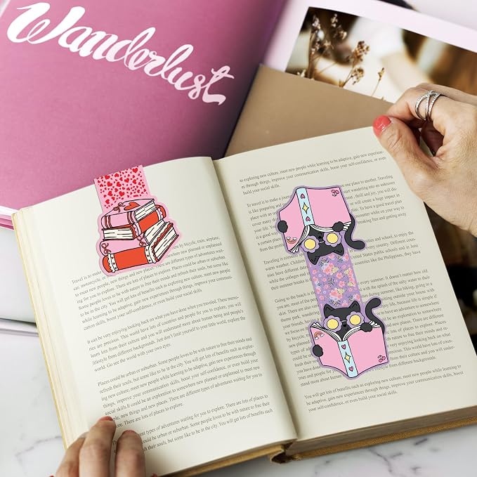 Cute Magnetic Bookmarks, 12 Pcs Floral Magnet Bookmark Clips, Planner Page Marker Gifts for Reading Women Men Students Book Lovers