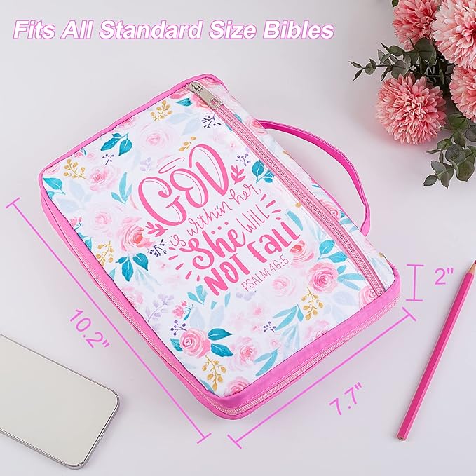 ICOSY Bible Cover Case for Women Girls Kids Bible Bag Case with Handle Kids Girls Bible Study Accessories Supplies