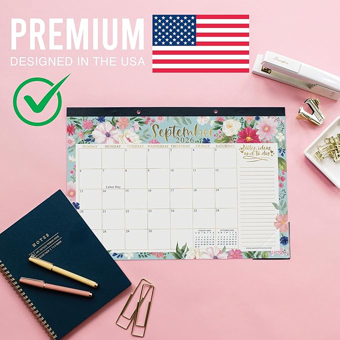 Hadley Designs Large Teacher Desk Calendar 2026-2027 - Desktop Calendar 2026, 18-Month Desk Calendars for Home, Office & Classroom, Cute Classroom Must Haves, Teacher Appreciation Gifts