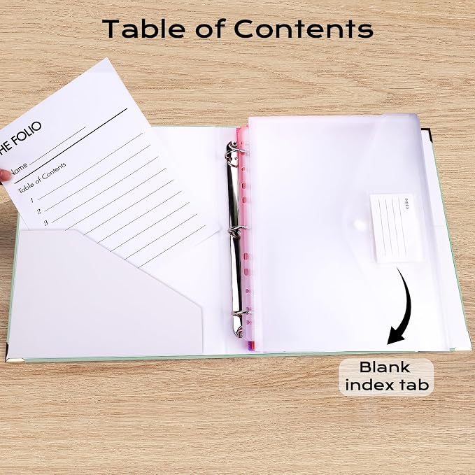 XKDOUS Important Document Organizer with 9 Pockets, Aesthetic Folio Folders 3-Ring Accordion Storage Binders Linen Expanding File Folder for Letter Size Papers, Documents, Files