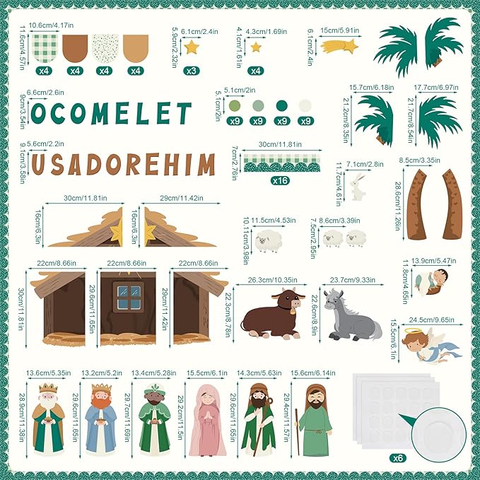 Christmas Nativity Bulletin Board Set Jesus Christian Classroom Decorations O Come Let Us Adore Him Paper Cutouts for Holy Family Xmas Holiday Sunday School Religious Church Decor