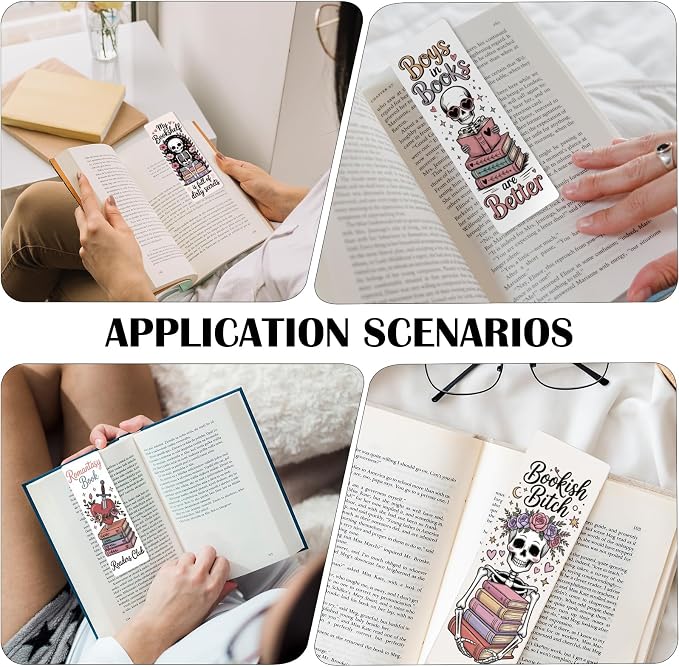 Dark Romance Bulk Bookmark for Women, 120 Pcs Cute Skull Dragon Paper Bookmarks Gift for Book Lovers, Romantasy Reading Accessories Creative Gifts for Men Teachers