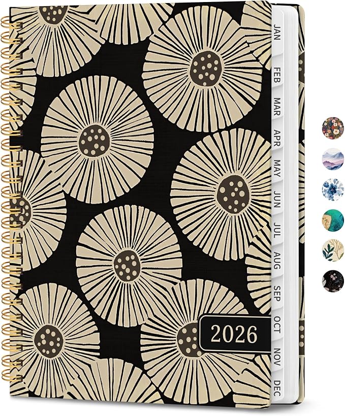2026 Planner, Weekly and Monthly Planner for Women, January 2026 - December 2026, Hardcover 2026 Calendar Planner Book with Tabs, Inner Pocket, Spiral Bound, Perfect for Office Home School Supplies - A5 (6.3" x 8.5"), Petal Art