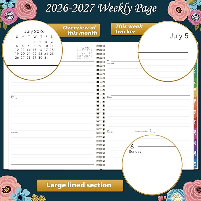 2026-2027 Planner - Planner Weekly and Monthly, Jul. 2026 - Jun. 2027, Calendar Planners 2026-2027, 9" x 11", Premium Paper, Twin-wire Binding
