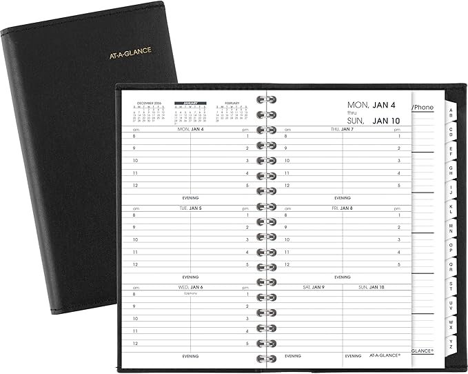 AT-A-GLANCE 2027 Refillable Planner Weekly Appointment Book, 3.25" x 6.25", Pocket Size, Hourly, Black (700080527)